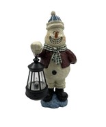 Christmas Grinning Greeter Snowman Holding A Lantern Holiday Home Decora... - $27.10