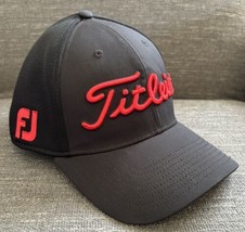 Titleist Pro V1 Footjoy Baseball Golf Fitted Hat Mesh Black Red Embroidered S/M - £11.46 GBP