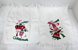 Vintage Kitschy Christmas Merry Christmas Happy New Year Cotton Terry To... - $12.38