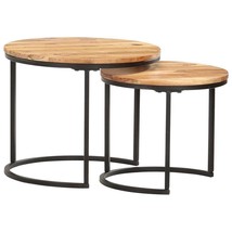 vidaXL Round Acacia Wood Nesting Tables Set for 2, Stackable & Adjustable - $2,566.61 MXN