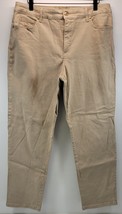 L8) Gloria Vanderbilt All-Around Slimming Effect Beige Pants 16 Short - £10.83 GBP