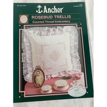 Anchor Rosebud Trellis counted thread embroidery design leaflet book - $6.92