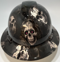 New Full Brim Hard Hat Custom Hydro Dipped Rock N Rolls Skulls - £51.94 GBP