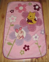 Disney Baby Girl Pink Purple Flower Plush Winnie The Pooh Luxe Blanket Piglet - £25.02 GBP