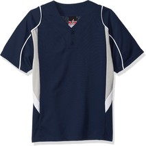 Alleson Athletic Boys Button Henley Baseball Jersey,Navy/Grey/White - Large - $23.75