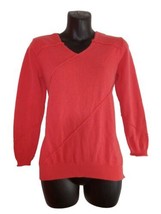 NIC+ZOE Women&#39;s Casual V-neckline Sweater Knit Pull-over  Red Long Sleeve SizePP - £26.16 GBP
