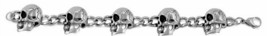 Mens Skull Chain Link Bracelet Stainless Steel Gothic Pirate Biker Cuff Bangle - £43.25 GBP+