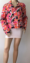 JONES NEW YORK Country Sz L  Pink  Orange Abstract  Print w/ Pockets Jacket - £15.71 GBP