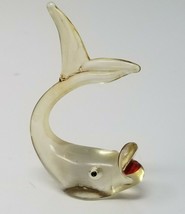 Figurine Fish Red Mouth Tail Up Smoky Glass Vintage  - £11.37 GBP