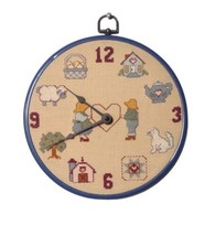 Stitch N Time Completed Cross Stich Country Clock Vintage Farmhouse Blue... - £12.03 GBP