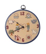 Stitch N Time Completed Cross Stich Country Clock Vintage Farmhouse Blue... - £11.35 GBP