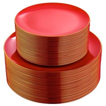 100Pcs Red Plastic Plates - Heavy Duty Red Plates Disposable - Red Dispo... - £65.28 GBP