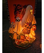 Vintage Halloween Itty Bitty Boo Ghosts Pumpkins Porcelain Sculpture Lig... - $18.13