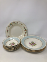 Vintage Eggshell Georgian Blue Rim 6 Fruit Bowls 5 Luncheon Plate/Bowls - £64.02 GBP