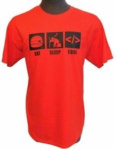 Red Coder Camiseta Loose Fit L/Algodón Grande &quot;Eat Sleep Code&quot; Programad... - $7.63