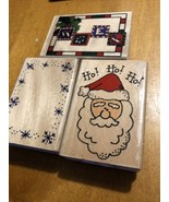 Lot of 3 Christmas Wood Mount Rubber Stamp Noel Snowflakes Winter Santa - £3.11 GBP