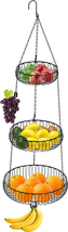 Simple Houseware Adjustable Metal Hanging Fruit Basket, Oblate, Black, 1... - £21.22 GBP