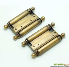 Set of 2 Solid Brass Double Action Adjustable Spring Hinges for Cafe Sal... - £133.72 GBP