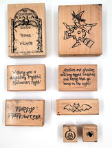 Stampin Up 8 Halloween Party Invite Rubber Wood Ink Stamps Card Crafting Witch - £10.21 GBP