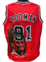 Dennis Rodman signed Chicago Hand Painted 1/1 Red Custom Stitched Basketball Jer - £560.52 GBP