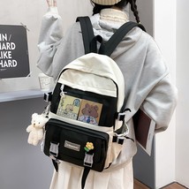 Cute Preppy School Backpa Women Patchwork Casual Simple Retro Harajuku Schoolbag - £21.75 GBP