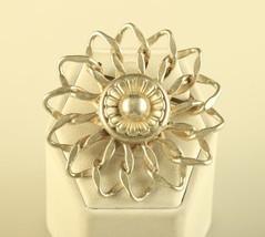 Vintage Sterling Silver Signed Danecraft Reg US Pat Off Floral Sunflower Brooch - £50.60 GBP
