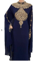Blue Wedding Dubai Long Farasha Kaftan Georgette  Moroccan Abaya Ramzan ... - $67.00