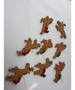 Vtg Kurt Adler Set Of 8 Wood Reindeers Ornaments Joan Berg Victor 1985  ... - $50.00