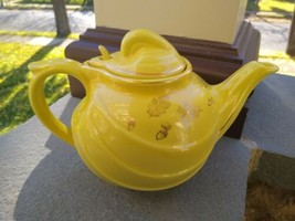 Vintage 50s Hall Mid Century Mod Aladdin Yellow 6 Cup  Teapot Made in USA - £18.14 GBP
