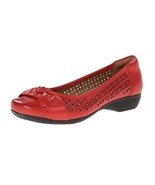 New Clarks Women&#39;s Propose Band Leather Flat Shoes Red 6.5-Wide - $117.27 CAD