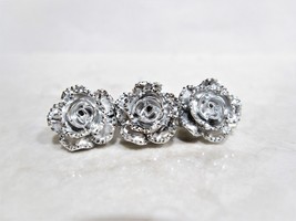 Small silver flower hair pin clip barrette  for fine thin hair - $8.95+