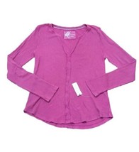 Anthropologie Pilcro V Neck Sweater Size Medium Magenta Pink Long Sleeve - £31.84 GBP