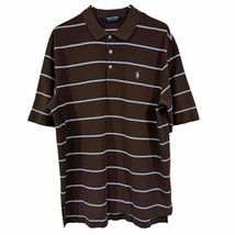 Polo Golf Ralph Lauren Button Up Shirt Size Medium Brown And Light Blue Stripe - £8.63 GBP