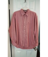Vintage Men's Tommy Hilfiger Casual Dress Shirt Red Houndstooth Size L - $20.00