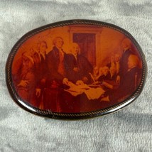 Vintage Masterworks Signing Of Declaration Of Independence Belt Buckle 3.5&quot; - $24.74