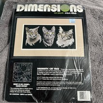 Dimensions Cross Stitch Cat Trio 1992 NOS thread Complete Kit No Count - $16.82