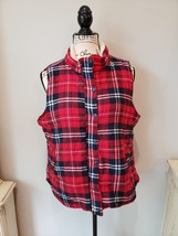 True Craft Size XL Soft Sherpa Lined Red Plaid Vest - $14.85