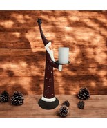 Metal Santa Claus Pillar Candle Holder 21.5&quot; Tall Christmas Decor Folksy... - $23.00