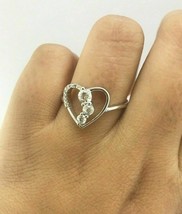 Heart Shape Wedding Anniversary Ring 14K Gold Plated 0.39 Ct Round Cut Diamond - £89.95 GBP