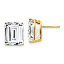 14k 12x10mm Emerald Cut Cubic Zirconia Earrings XE70CZ - £249.95 GBP