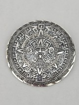Vintage Mayan Aztec Calendar Pin Pendant Sterling Silver Made Mexico ~ Excellent - £38.36 GBP