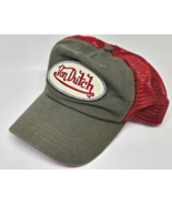 Von Dutch Trucker Hat Kustommade Originals Green Olive Red Mesh Snapback - $24.74