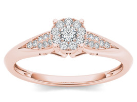 10K Rose Gold 0.15 Ct Round Diamond Cluster Engagement Ring - £196.17 GBP