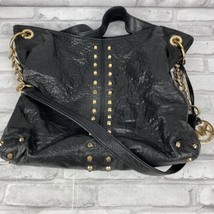 MICHAEL KORS Uptown Astor Black Leather Studded Grommet Shoulder Bag Pre... - £104.61 GBP