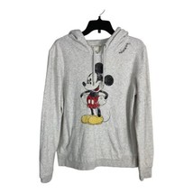 Disney H&amp;M Womens Shirt Adult Size Medium Mickey Mouse Hoodie White Pockets - $46.52