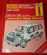 Dodge Caravan &amp; Plymouth Voyager 1984-1993 Repair Manual - Haynes #1231 - $14.95