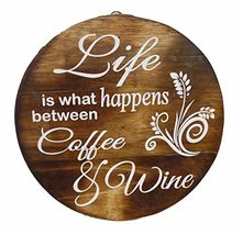 LIFE IS WHAT HAPPENS BETWEEN COFFEE AND WINE Sign Pallet Design Wine Lov... - $29.64