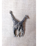 Cast &amp; Enameled 3D Giraffe Duo Brooch - $33.35
