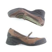 Ahnu Brown Leather Mary Janes Wedge Heels Slip On Shoes Vibram Soles Wom... - $34.48