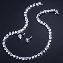 CWWZircons Stunning Big Carat Round CZ Tennis Necklace and Earrings Bridal Party - £43.01 GBP